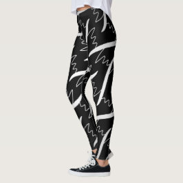 Legging Caneleiras Jimette Desenho branco sobre preto