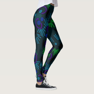 Legging Caneleiras Jimette Desenho verde azul lilás sobre