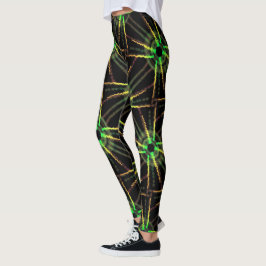 Legging Caneleiras Jimette Desenho verde e amarelo sobre