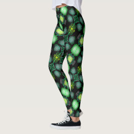 Legging Caneleiras Jimette Desenho verde sobre preto