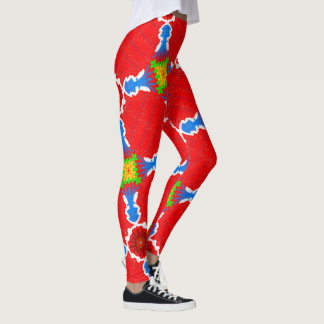 Legging Caneleiras Jimette Desenho vermelho branco e azul