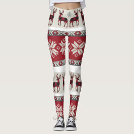 Legging Caneleiras justas vermelhas e brancas da ilha
