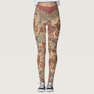 Legging Caneleiras laterais selvagens de Paisley Boho do