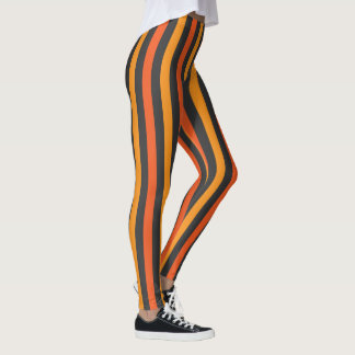 Legging Caneleiras listradas alaranjadas e pretas