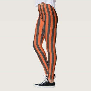 Legging Caneleiras listradas alaranjadas e pretas