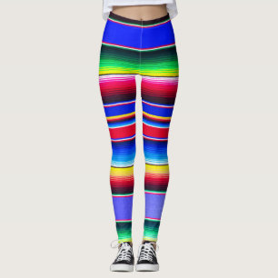 Legging Caneleiras listradas azuis brilhantes de Serape