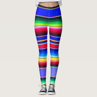 Legging Caneleiras listradas azuis brilhantes de Serape