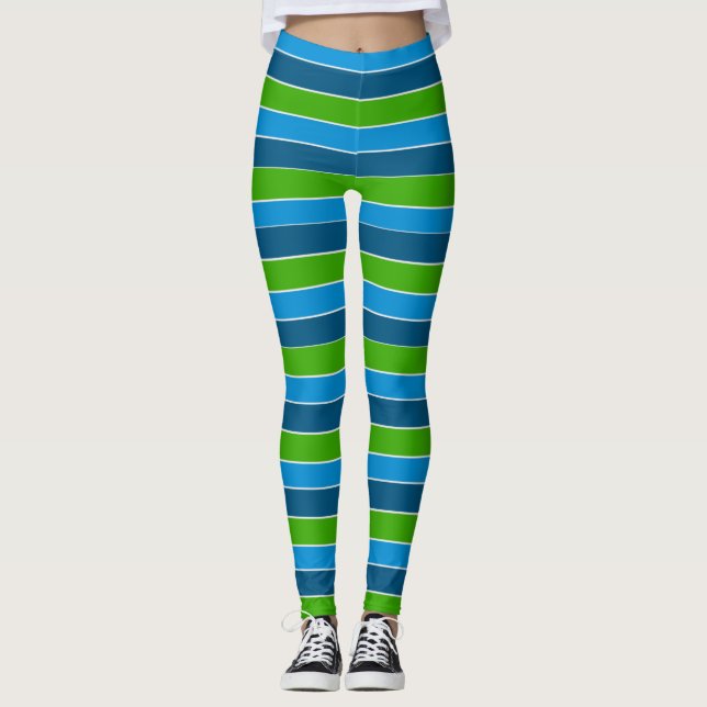 Legging Caneleiras listradas azuis e verdes (Frente)