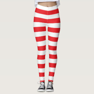 Legging Caneleiras listradas corajosas vermelhas e brancas