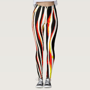 Legging Caneleiras listradas da zebra do relâmpago de