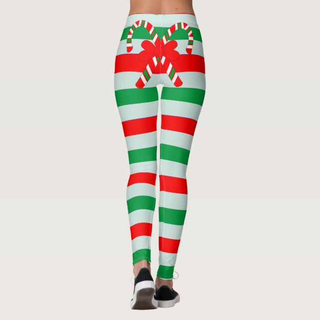 Legging Caneleiras listradas engraçadas do bastão de doces (Verso)