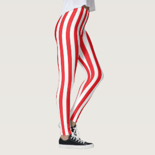 Legging Caneleiras listradas vermelhas e brancas
