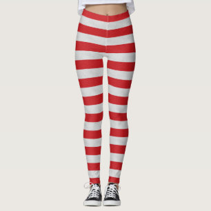 Legging Caneleiras listradas vermelhas e brancas