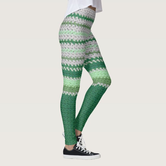 Legging Caneleiras - listras do Crochet no verde (Direita)