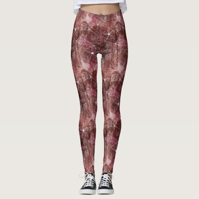Legging Caneleiras modeladas Brown cor-de-rosa mergulhadas (Frente)