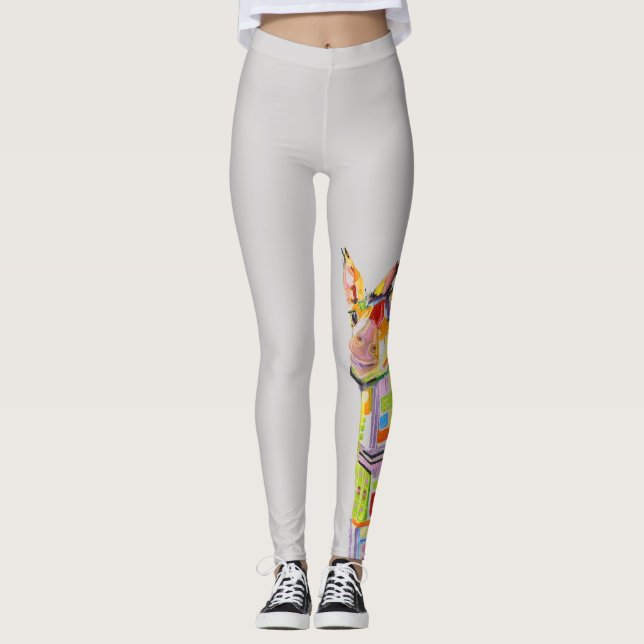Legging Caneleiras modernas do girafa pelo artista Kim (Frente)