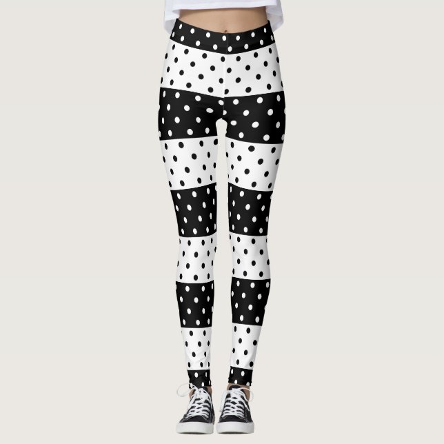Legging Caneleiras monocromáticas das bolinhas (Frente)