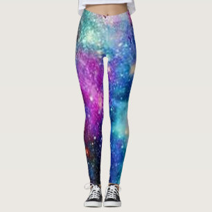 Legging caneleiras multicoloridos do teste padrão cósmic