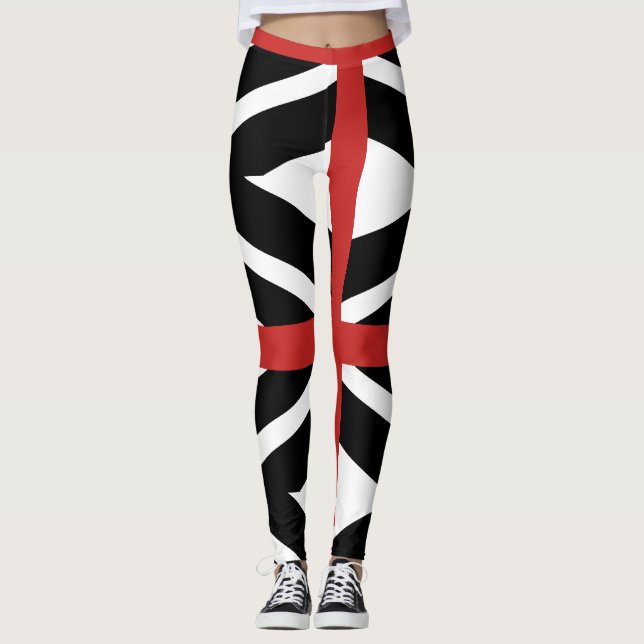 Legging Caneleiras no preto, no branco e no vermelho (Frente)