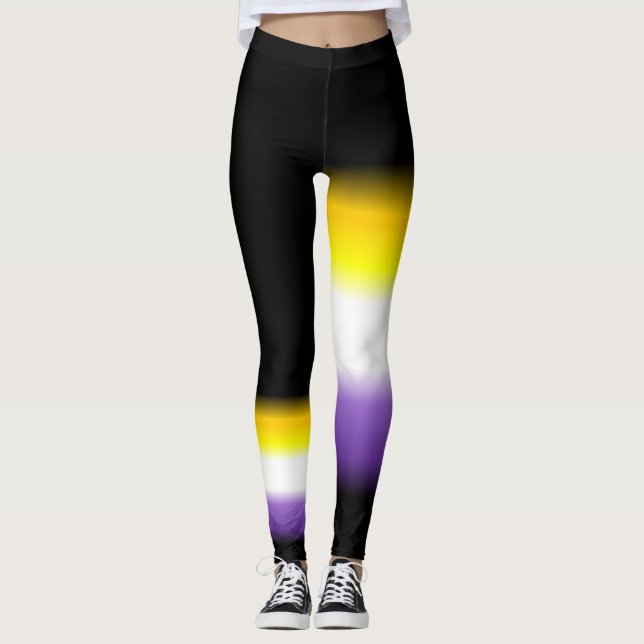 Legging Caneleiras nonbinary assimétricas da bandeira do (Frente)