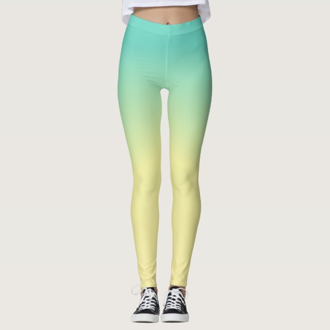 Legging Caneleiras Pastel de Ombre - verde para amarelar o (Frente)