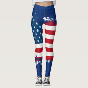 Legging Caneleiras patrióticas da bandeira americana das