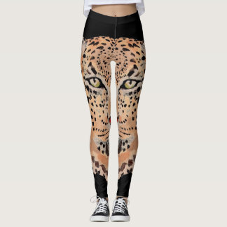 Legging Caneleiras pintados mão do impressão do leopardo