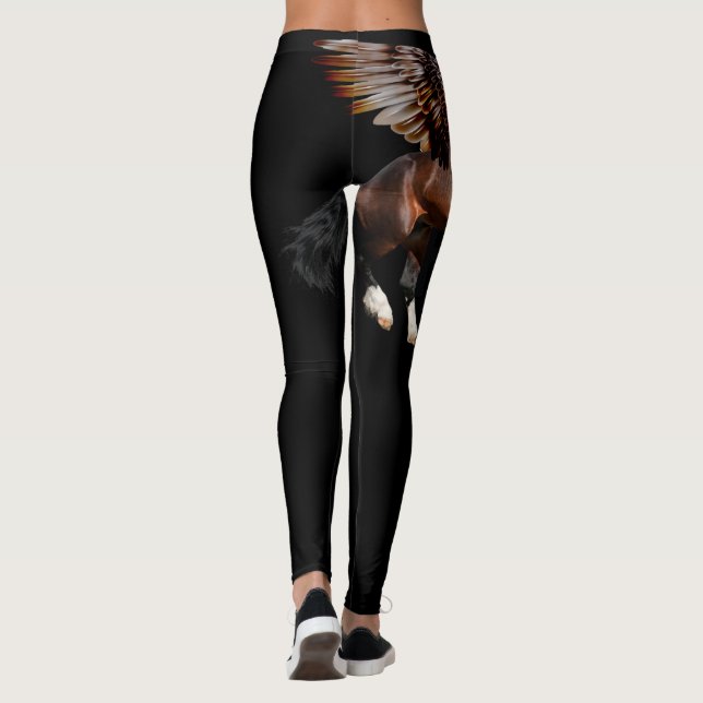 Legging Caneleiras pretas com baía Pegasus (Verso)