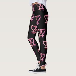 Legging Caneleiras pretas com lgbt lésbica cor-de-rosa do