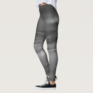 Legging Caneleiras pretas da dança do abstrato do branco