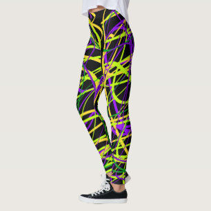 Legging Caneleiras pretas da fita do carnaval