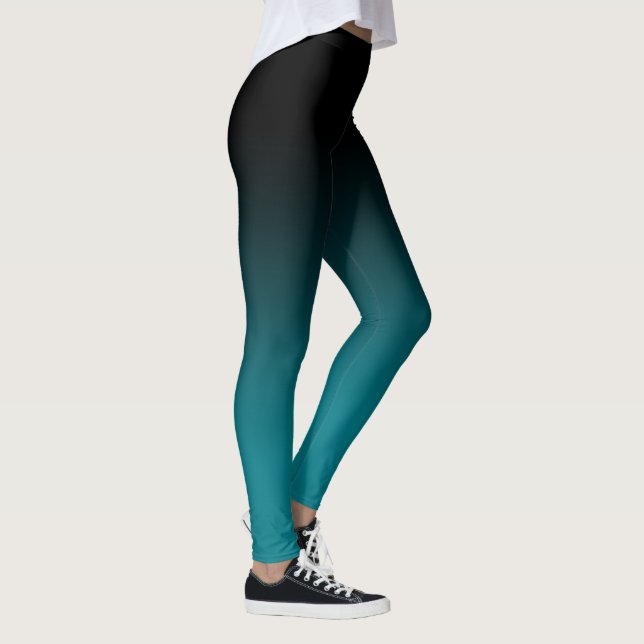 Legging Caneleiras pretas de Ombre da cerceta (Direita)