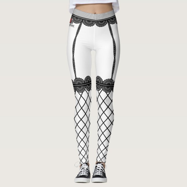 Legging Caneleiras pretas do Fishnet (Frente)