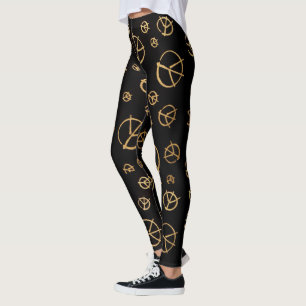 Legging Caneleiras pretas do sinal de paz