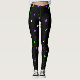 Legging Caneleiras pretas dos confetes do carnaval