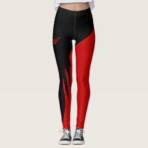 Legging Caneleiras pretas vermelhas do exercício