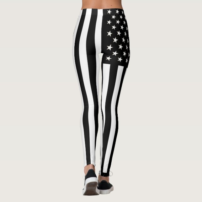 Legging Caneleiras preto e branco da bandeira dos EUA (Verso)