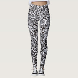 Legging Caneleiras preto e branco do campo de flor
