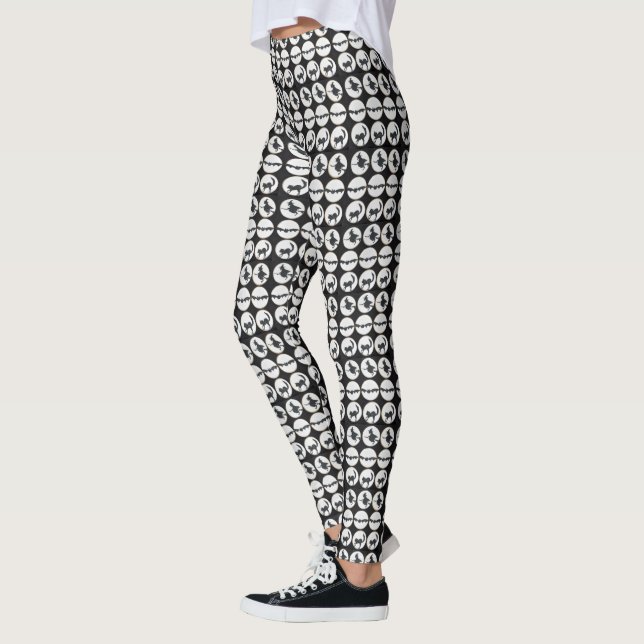 Legging Caneleiras preto e branco do design do Dia das (Esquerda)