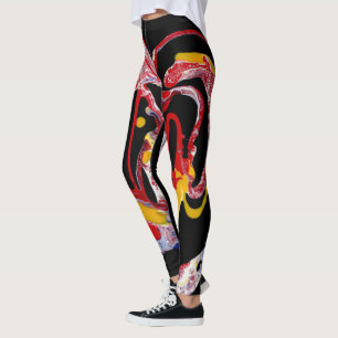 Legging Caneleiras preto, Multi-Colorido - "coração louc