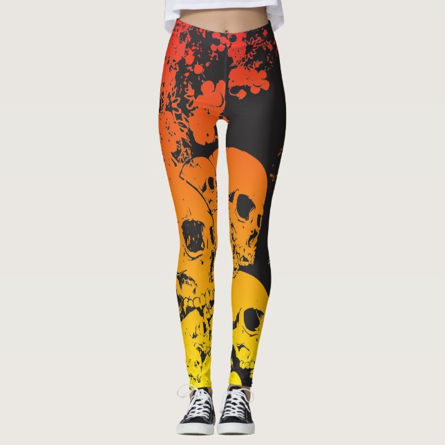 Legging Caneleiras quentes dos crânios (Frente)