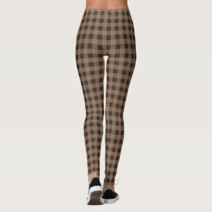 Legging Caneleiras retros da xadrez de Brown