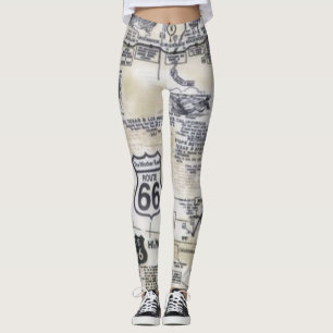Legging Caneleiras retros do estilo da rota 66