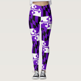 Legging Caneleiras roxas da bandeira de Maryland do dia do