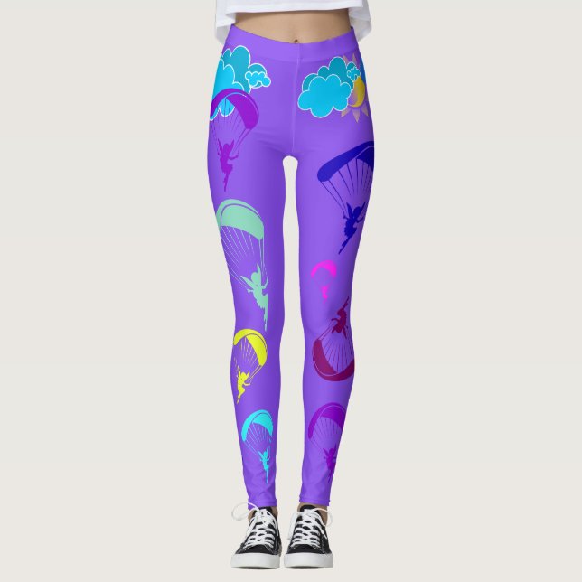 Legging Caneleiras roxas da luz do sol do duende do (Frente)