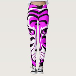 Legging Caneleiras roxas do animal do tigre da fantasia