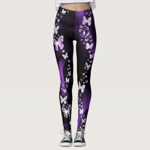 Legging Caneleiras roxas do redemoinho da borboleta