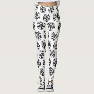 Legging Caneleiras satânicas pretas do Pentagram