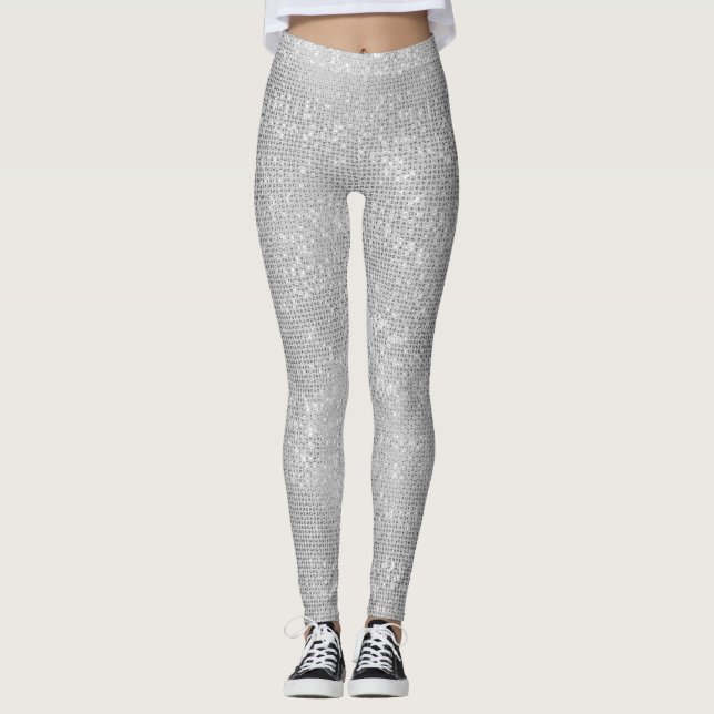 Legging Caneleiras Shimmery da faísca de prata (Frente)