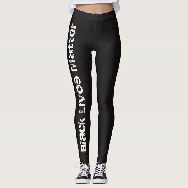 Legging Caneleiras simples da matéria preta das vidas (Frente)